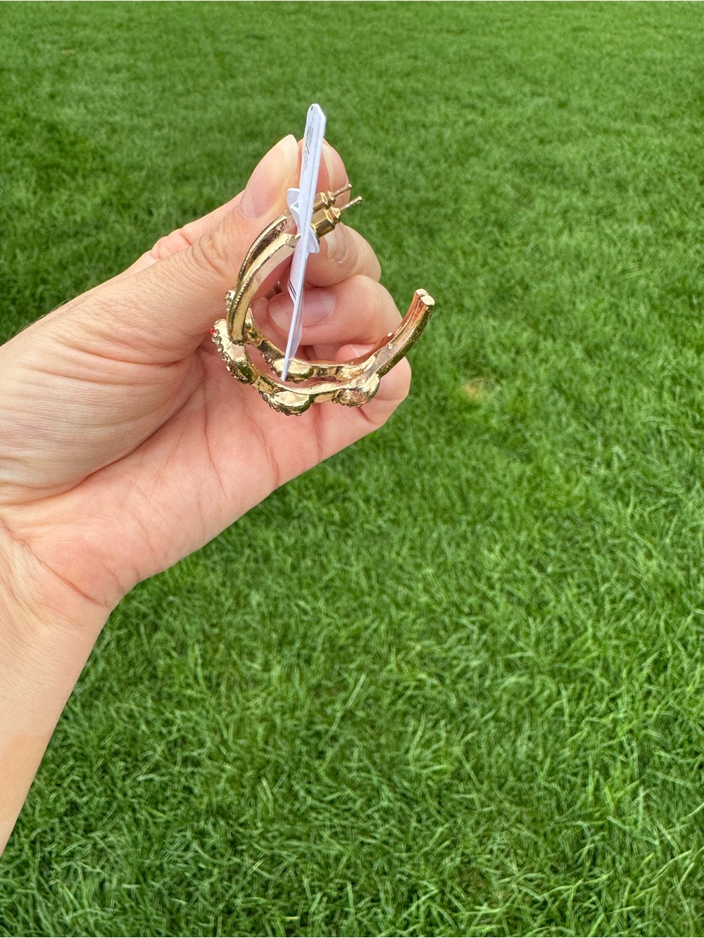 $12 or 3/$30! Gold Snake Hoop Earrings with Red Stone Eyes - Picture 3 of 6